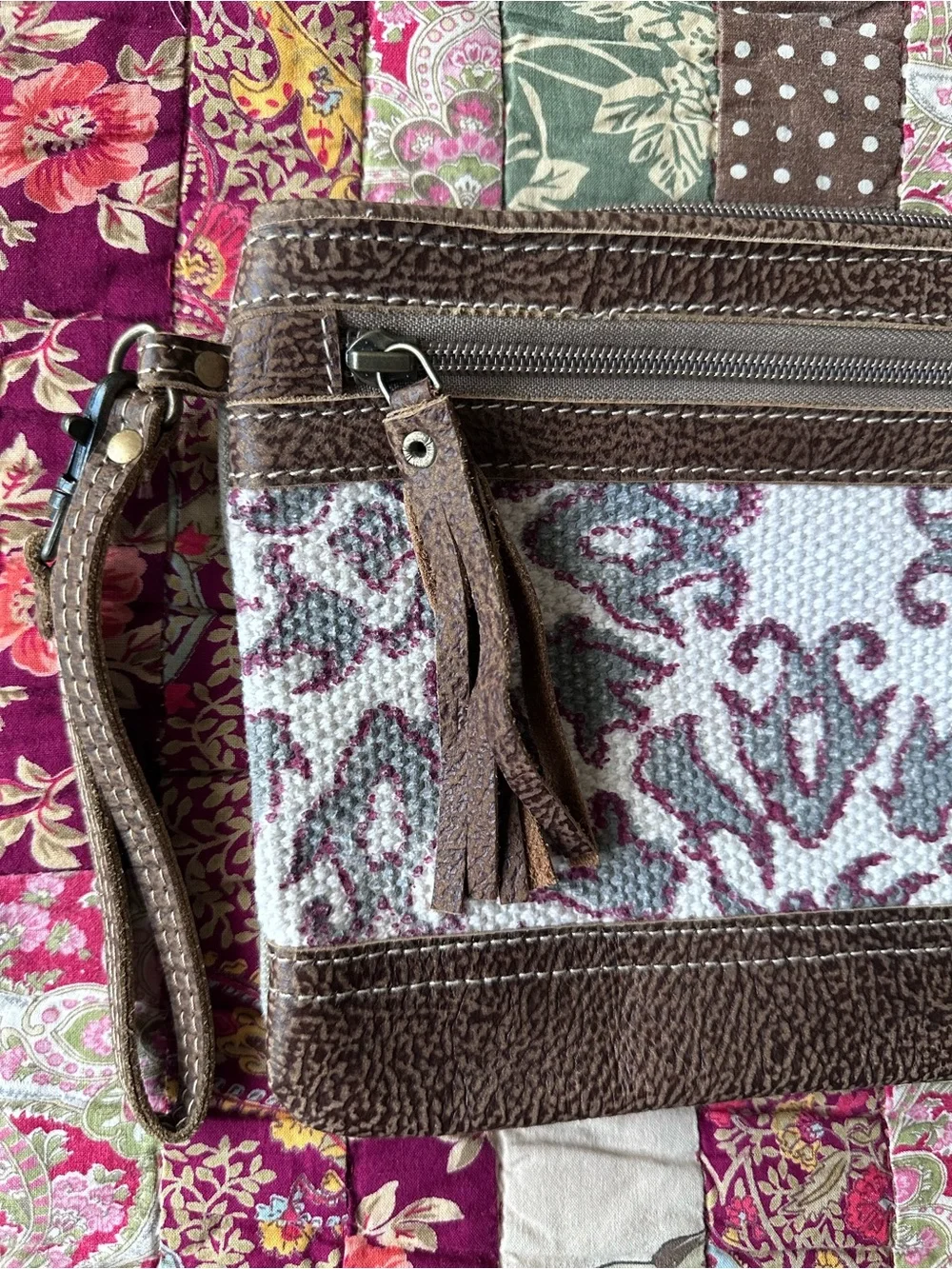 Myra Bag Paisley Patterned Wristlet Clutch with Tassel